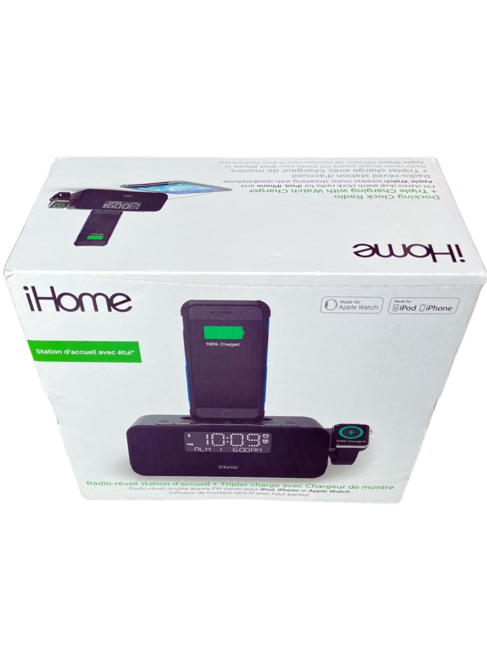 iHome Alarm Clock, Radio, Watch Charger Docking Station